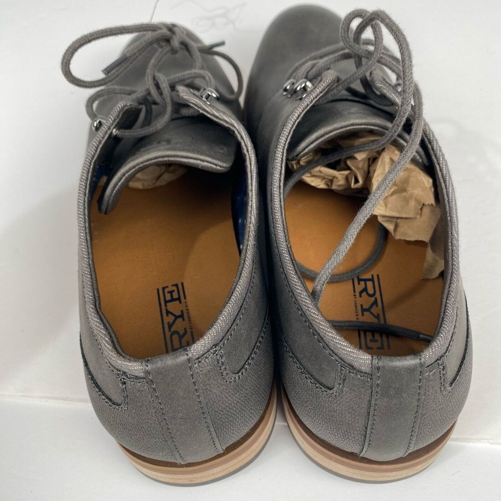 RYE Hawker Men's Dress Shoes Size 10 Formal Oxfords Grey Leather Lace Up Low Toe - Picture 3 of 16